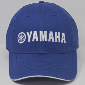 Yamaha Racing Hat Mens Blue Adjustable Strapback Cap Embroidered Logo Cotton